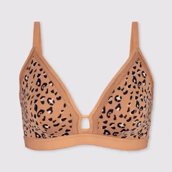 All.You. LIVELY Women's Leopard Print Busty Mesh Trim Bralette - Camel image {3}