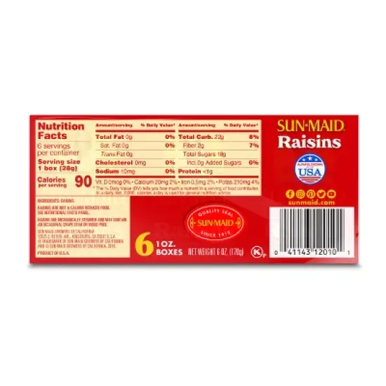 Sun-Maid California Sun-Dried Raisins - 1oz / 6ct image {1}