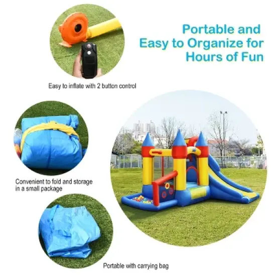 Costway Inflatable Bounce House Slide Bouncer Kids Castle Jumper w/ Balls & 780W Blower image {7}