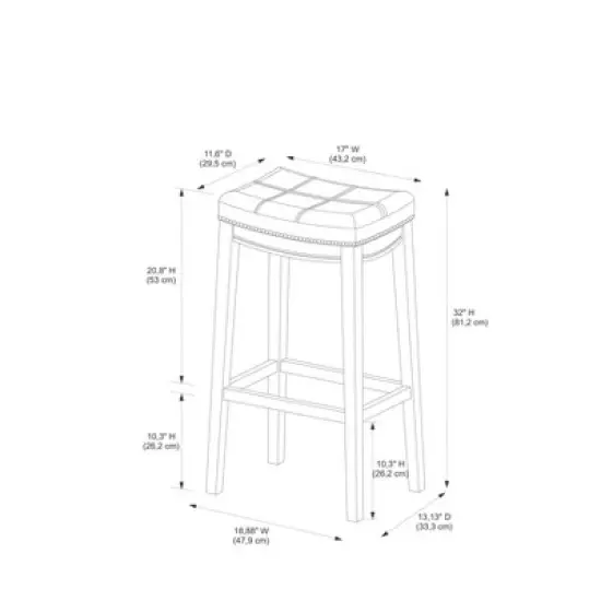 Padded Saddle Seat Barstool Hardwood - Linon image {10}