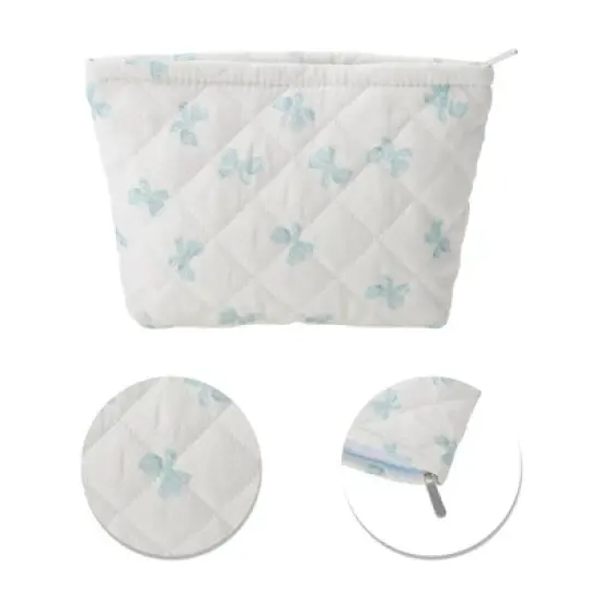 Unique Bargains Portable Plaid Bow Makeup Bag 1 Pc image {3}