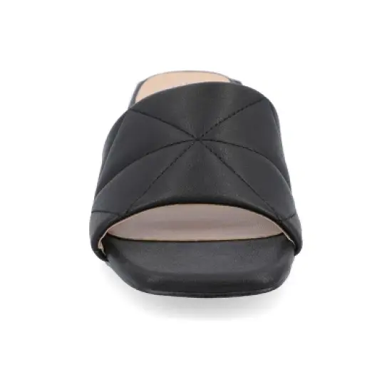 Journee Collection Womens Elidia Slip On Block Heel Vegan Leather Sandals image {5}