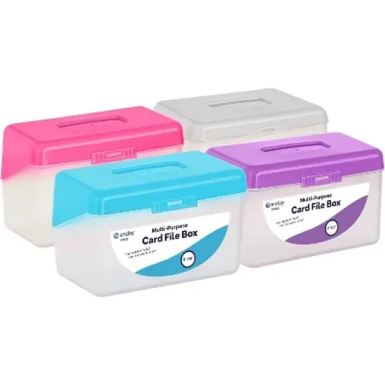 Emraw Index Card Holder 3 x 5 Index Card Case Holds up to 250 Cards Ideal for Filing Notes, Addresses & Recipes, Grey, Pink, Purple, Blue image {1}