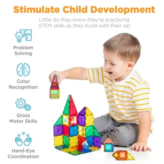Best Choice Products 265-Piece Kids Magnetic Tiles Set Construction Building Blocks Educational STEM Toy image {3}