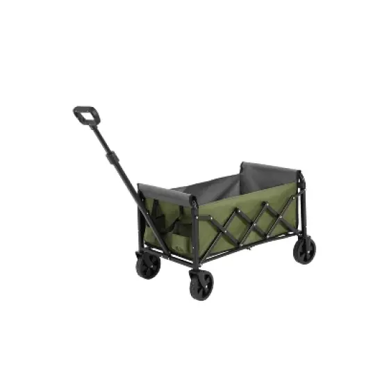 DOMETOUR Lightweight Folding Beach Wagon with Wheels - Heavy Duty Utility Cart for Grocery, Camping, Sports, Garden - Large Capacity - Army Green image {5}