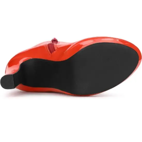 Allegra K Women's Platform Round Toe Chunky Heels Over the Knee High Boots image {5}