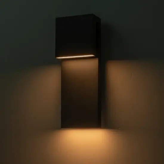 C Cattleya 15in 2-Light Matte Black LED Outdoor Wall Lantern image {2}