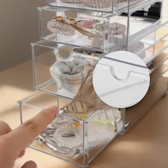 Unique Bargains Multi-layer Hair Accessories Organizer with 5 Drawers Clear 1 Pc image {2}