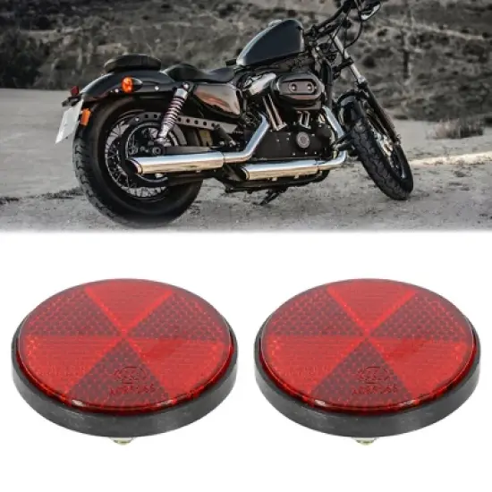 Unique Bargains M6x1.0 Red Universal Screw Mount Round Warning Reflector for Motorcycle image {1}