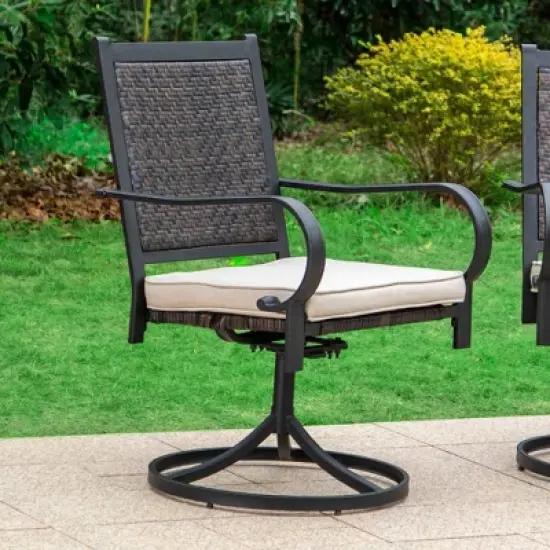 Rattan Wicker 360 Swivel Patio Dining Chairs - Captiva Designs image {2}