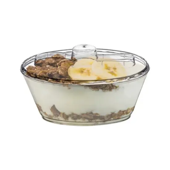 Smarty Had A Party 4 oz. Clear Oval Plastic Mini Cup w/ Lid and Spoon - 288 pcs image {1}