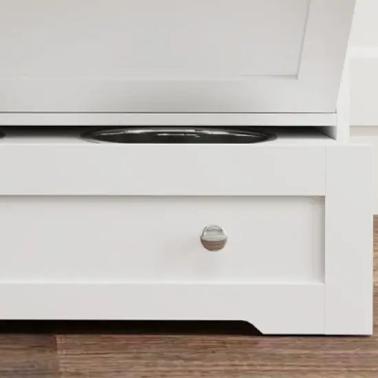 PawHut Dog Feeding Station with 2 Storage Cabinets, Pet Feeding Station with 2 Elevated Dog Bowls, Side Hooks, Anti-tip Kit, for Feeding & Watering image {5}