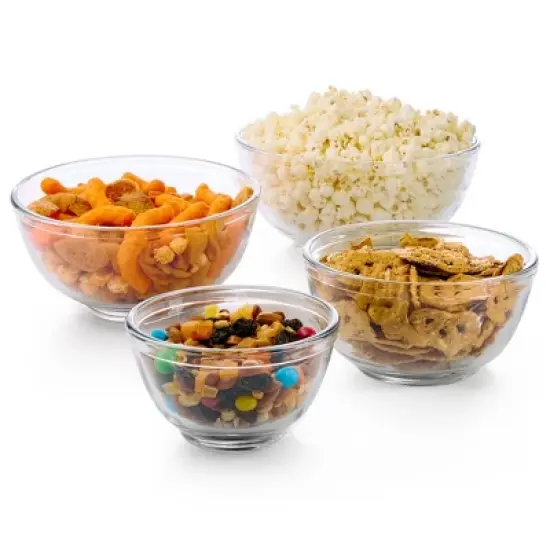 Libbey Baker's Basics 4 Piece Glass Mixing Bowl Set with Plastic Lids, Multi Size image {6}