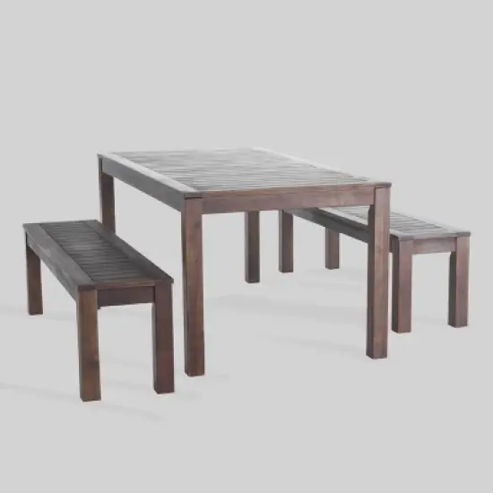 Manila 3pc Acacia Wood Picnic Set Dark Brown - Christopher Knight Home image {1}