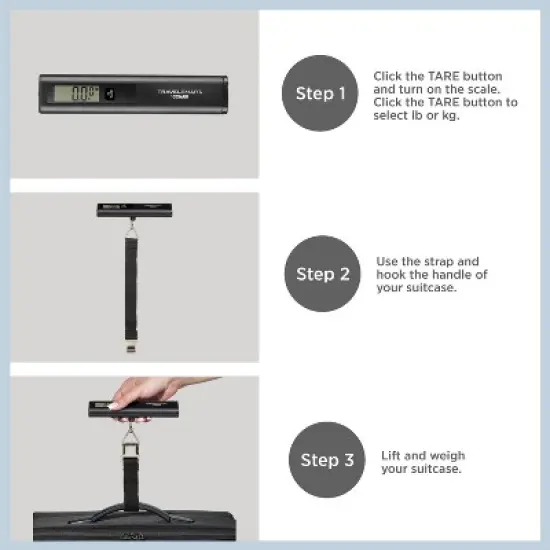 Travel Smart Digital Luggage Scale - Black: Maximum Capacity 80 lbs, Solid Pattern image {3}