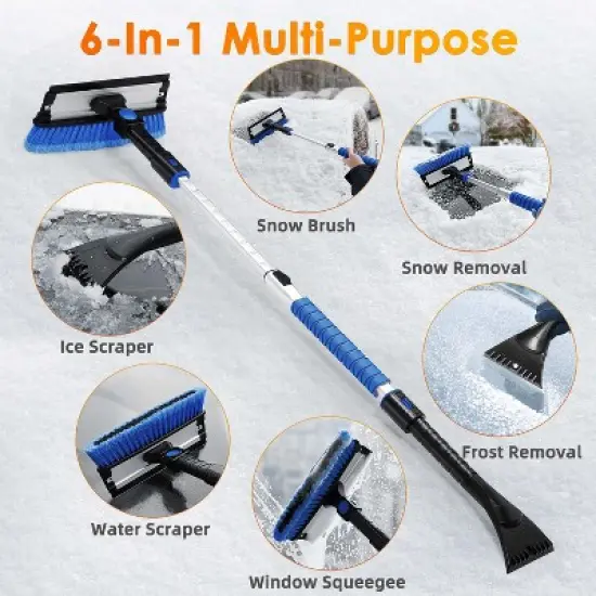AstroAI 47.2" Ice Scrapers for Car Windshield, 3 in 1 Sturdy Snow Brush with Squeegee, 180&deg; Pivoting Snow Scraper for Car, Truck, SUV image {4}
