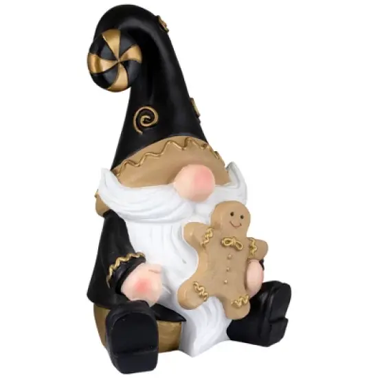 Northlight Gnome Holding Gingerbread Man Cookie Christmas Decoration - 13" - Black image {2}