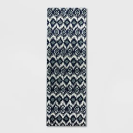 Ikat Outdoor Rug Blue - Threshold image {6}