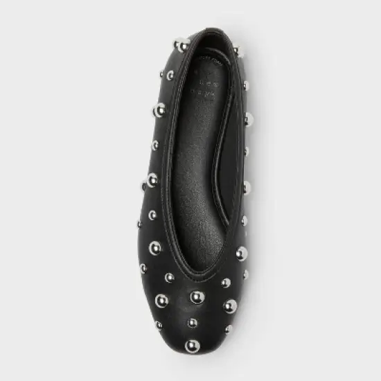 Women&rsquo;s Sammie Studded Ballet Flats with Memory Foam Insole &ndash; A New day&trade; Black image {2}