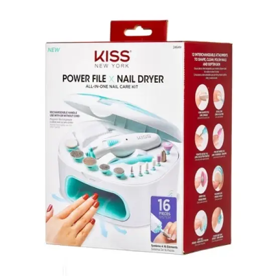 Kiss Nails Power File & Nail Dryer Rechargeable Nail Care Kit - 16pc image {3}