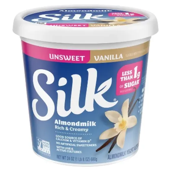 Silk Unsweetened Vanilla Almond Milk Yogurt Alternative - 24oz Tub image {10}