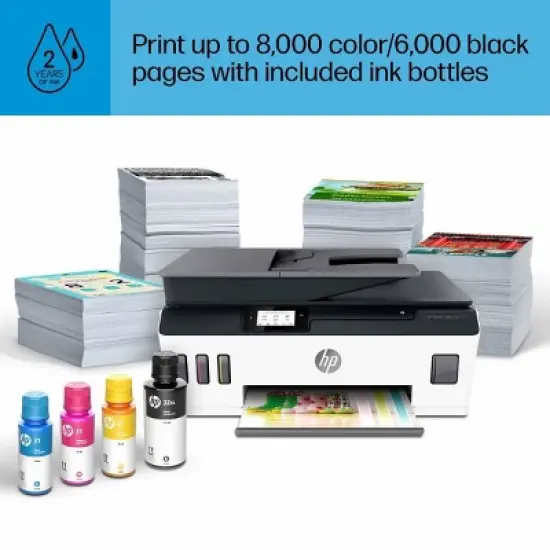 HP Smart Tank 651 Wireless All-In-One Color Refillable Supertank Printer, Scanner, Copier (7XV38A) image {9}