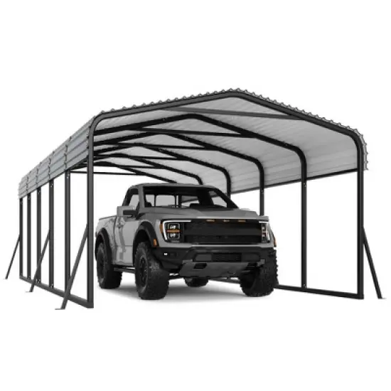 12x24 FT Metal Carport Kit - Galvanized Steel Roof, 100MPH Wind Rated, 35PSF Snow Load, Tall 8.5' Shelter for RV, Tractors image {8}