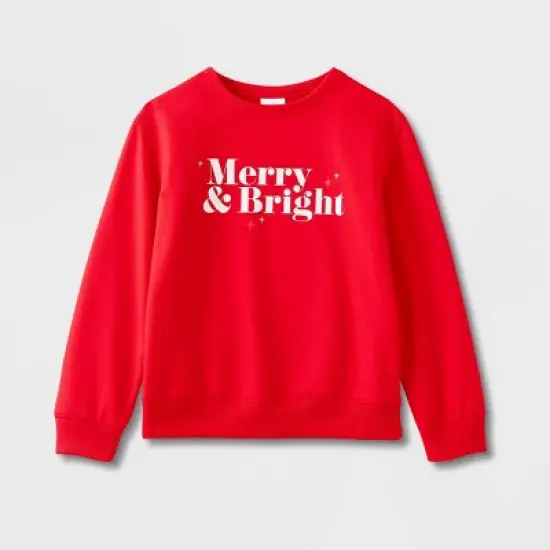 Kids' Merry & Bright Matching Family Sweatshirt - Wondershop&trade; Red image {1}