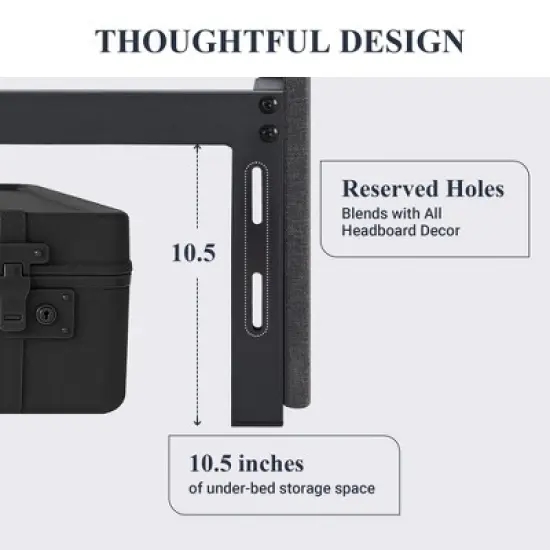 Platform Bed Frame with 3 Storage Drawers, Fabric Upholstered, Wooden Slats Support, No Box Spring Needed, Noise Free, Easy Assembly, Dark Grey image {3}