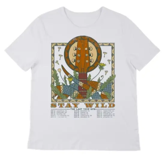 Vintage Snake And Guitar Tour Short Sleeve Crew Neck Women's White T-shirt image {2}