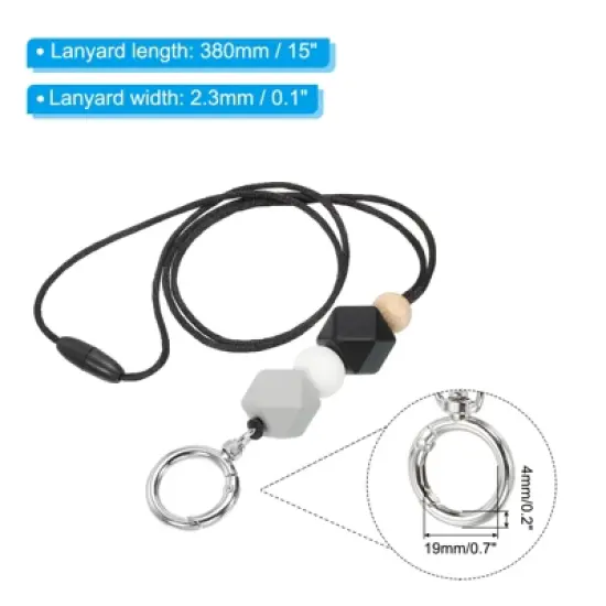 Unique Bargains Wear-resistant Lightweight ID Card Silicone Beaded Lanyards with Buckle Clip image {1}