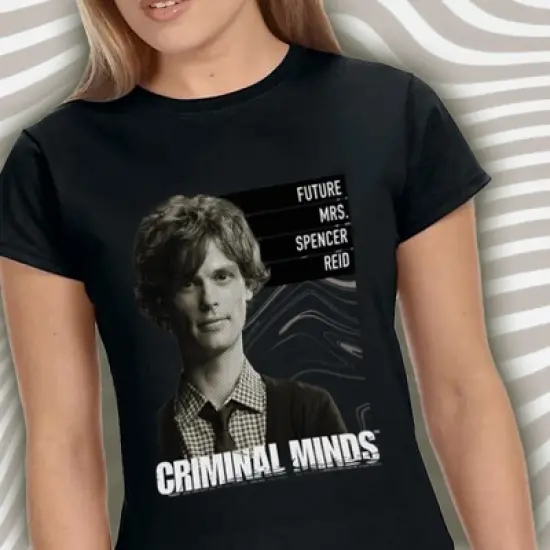 Criminal Minds Womens' TV Show Future Mrs. Spencer Reid Crewneck T-Shirt Black image {1}
