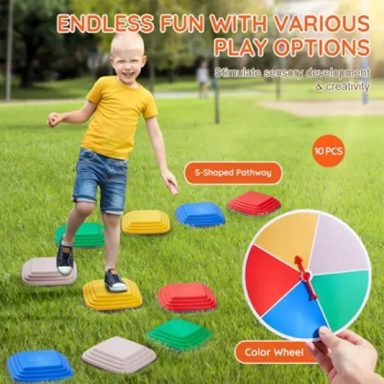 VEVOR Balance Stepping Stones for Kids, 10 PCS, Up to 220 lbs, Non-Slip Toddlers Sensory Stepping Stones, Toys for Children Aged 3 4 5 6 7 8+ image {3}