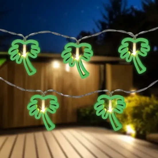 Northlight LED Palm Tree Patio Light Set - Green - 4' Clear Wire - 10ct image {1}