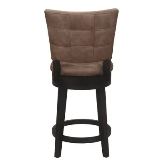 26" Kaede Wood and Upholstered Swivel Counter Height Barstool Black/Chestnut - Hillsdale Furniture image {5}