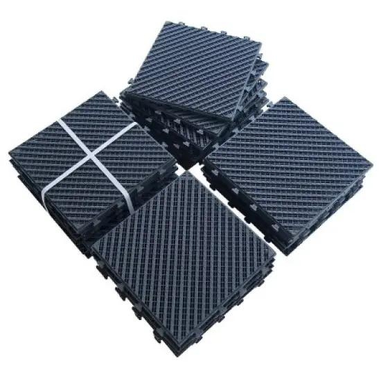 CLIHOME 12"x12" Square Composite Decking Tiles, Four Slat Plastic Outdoor Interlocking Deck Tiles(Pack of 36) image {6}