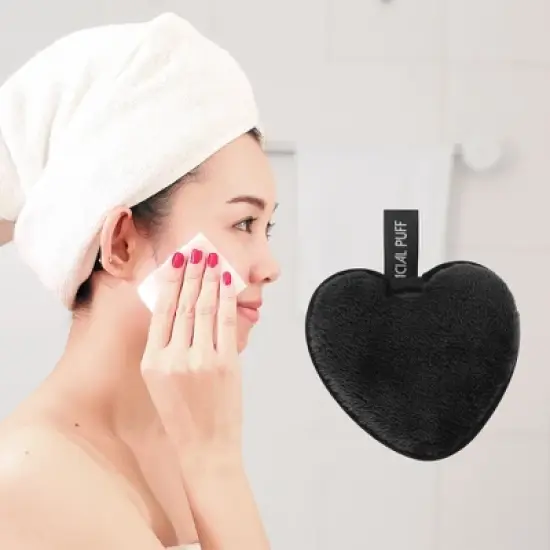 Unique Bargains Heart-shaped Facial Sponges 3.94"x3.15" 1 Pc image {1}
