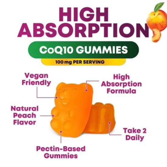 CoQ10 100mg Gummies, 3X Better Absorption, Antioxidant Heart Health Support & Energy Production, Ultra Coenzyme Q10 - 60 Gummies By Nature's Choice image {2}