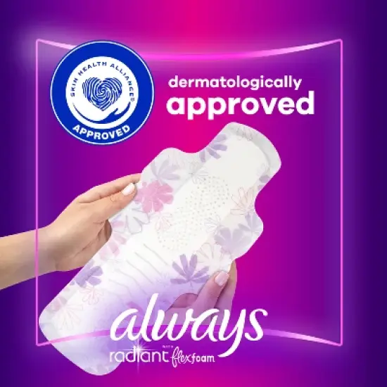 Always Radiant Overnight Sanitary Pads with Wings - Scented - Size 4 image {4}