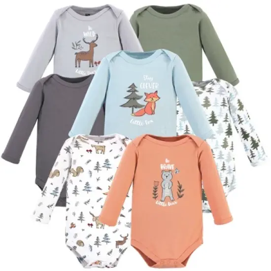 Hudson Baby Cotton Long-Sleeve Bodysuits 7pk, Woodland Friends image {2}