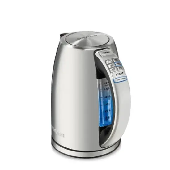 Cuisinart 1.7L Perfectemp Programmable Stainless Steel Electric Kettle Light Silver CPK-17P1: Adjustable Temp, Cordless, 360&deg; Base image {3}