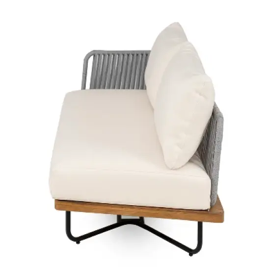 Christopher Knight Home Lucca Outdoor Acacia Wood Rope Woven Left Arm Sectional Sofa image {5}