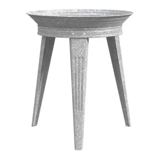 Panacea 82930 Galvanized Vinage Style 3 Legged Metal Bird Bath and Pedestal Stand for Patios, Porches, & Decks, 18 Inch Diameter, 22 Inch Height, Gray image {3}