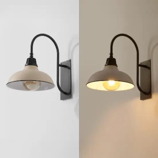 JONATHAN Y Stanley Farmhouse Industrial Indoor/Outdoor Iron LED Gooseneck Arm Outdoor Sconce image {4}