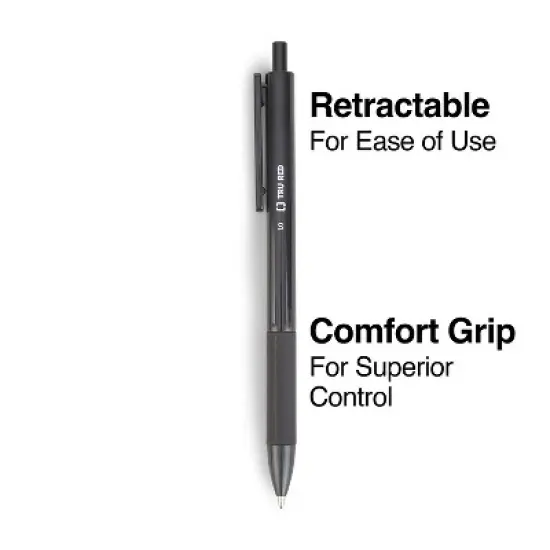 TRU RED Ballpoint Gripped Retractable Pens Med Point 1.0mm Blue/Black/Red TR59163 image {1}