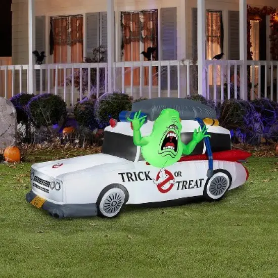 44" Airblown&reg; Blowup Inflatable Ghostbusters Ecto-1 with Slimer Halloween Outdoor Yard Decoration image {2}