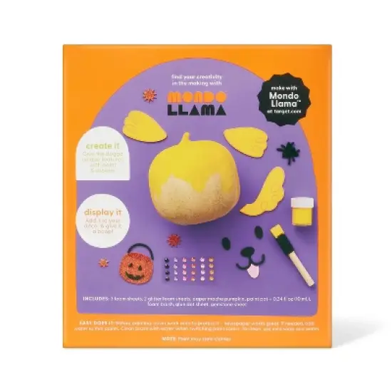 Halloween Craft Embellished Paper Mache Dog Pumpkin Painting Kit - Mondo Llama&trade; image {3}