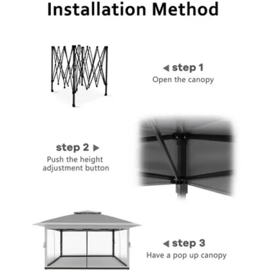 13 X 13 Pop Up Gazebo with Mosquito Netting,Outdoor Patio Gazebo,Outdoor Canopy Tent with Mosquito Netting,Backyard Tent image {7}