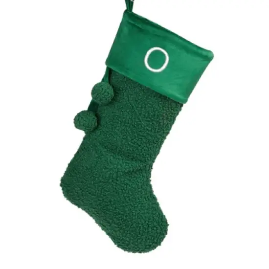 Personalization Mall Cozy Green Shearling Embroidered Initial Christmas Stocking image {17}