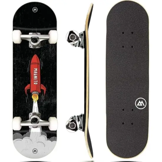 Magneto Skateboard | Maple Wood | ABEC 5 Bearings | Double Kick Concave Deck | For Beginners, Teens & Adults (Rocket) image {8}